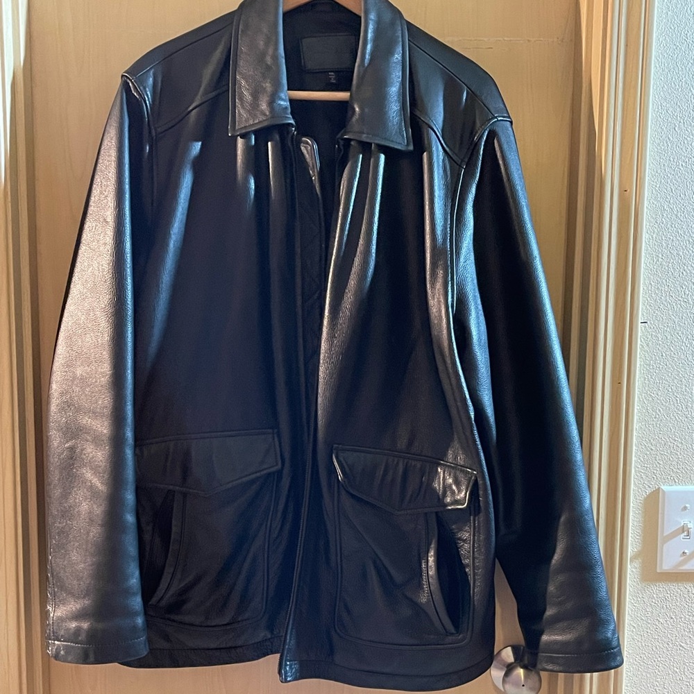 Mens black leather jacket